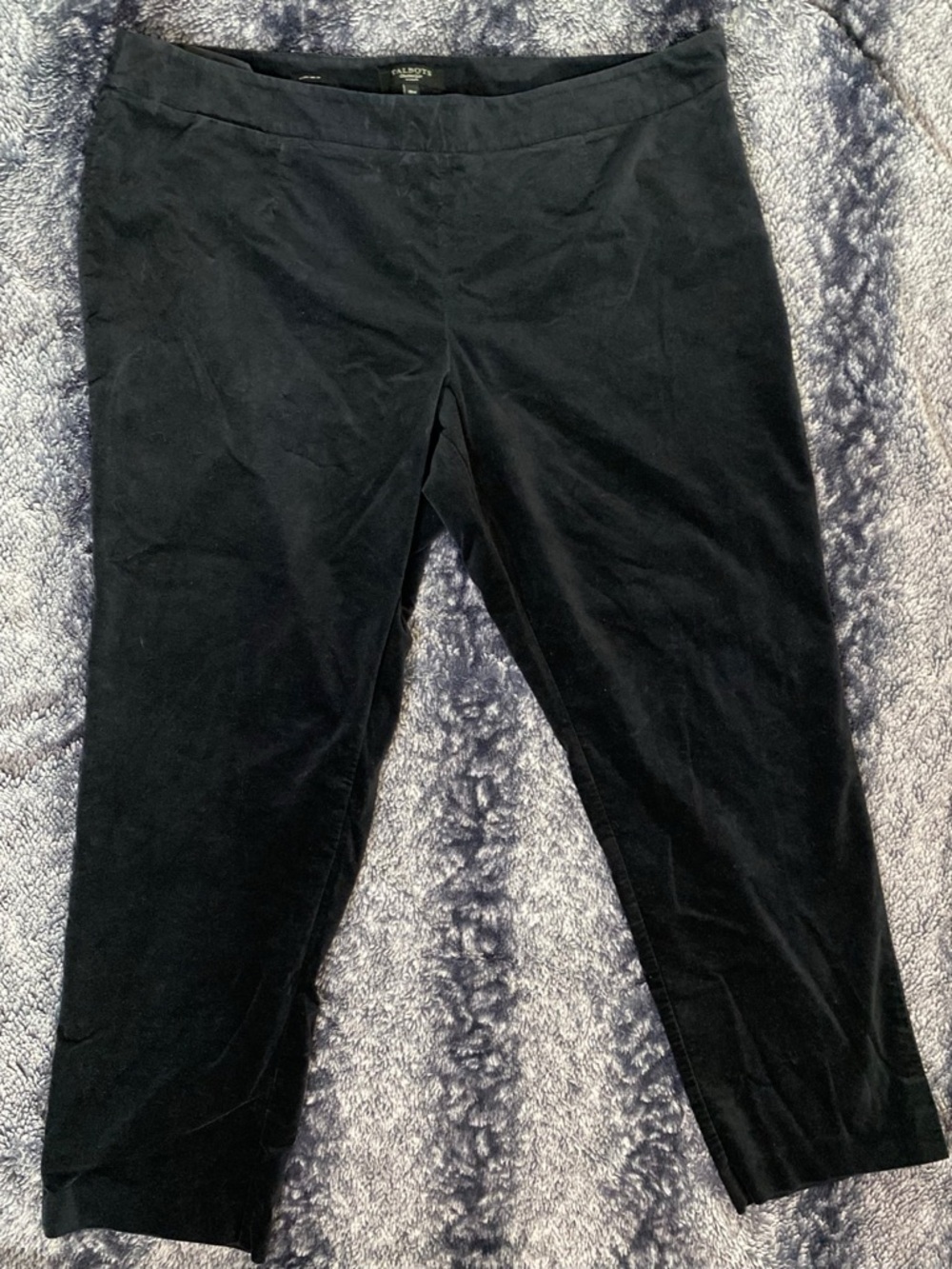 Talbots Women’s 18W Black Velvet Flat Front Side Zip Casual Dress Pants - Picture 3 of 7